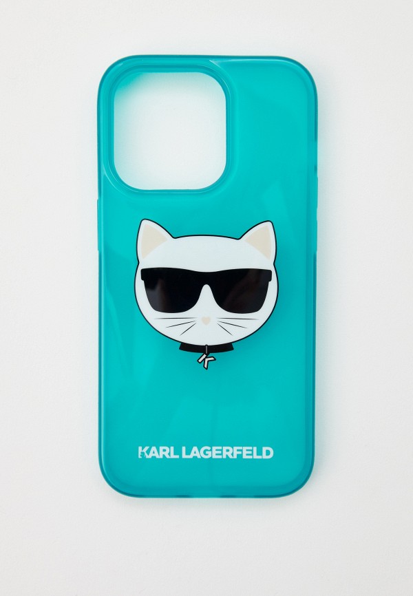

Чехол для iPhone Karl Lagerfeld, Бирюзовый, 14 Pro, силиконовый