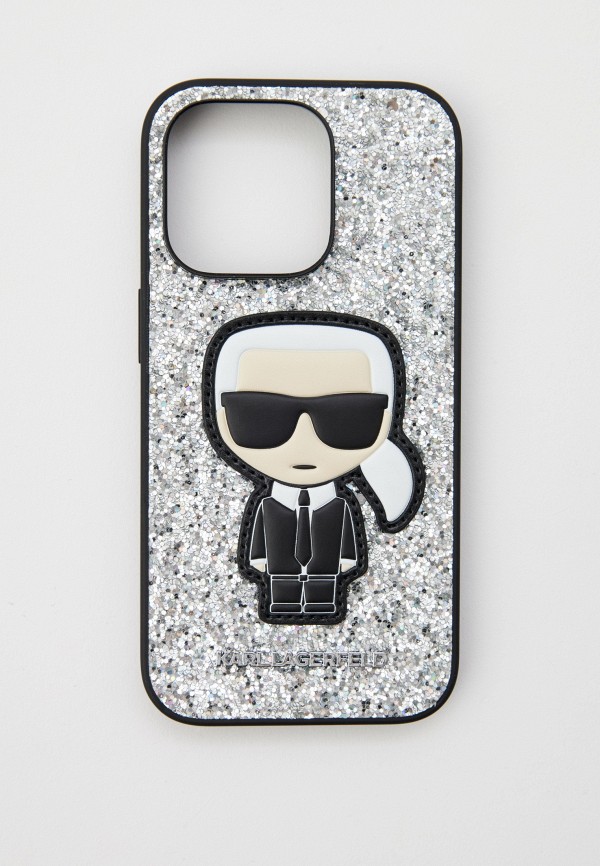

Чехол для iPhone Karl Lagerfeld, Серебряный, 14 Pro, с блестками
