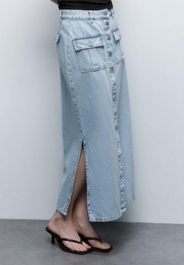Юбка джинсовая Befree цвет Голубой  Фото 4