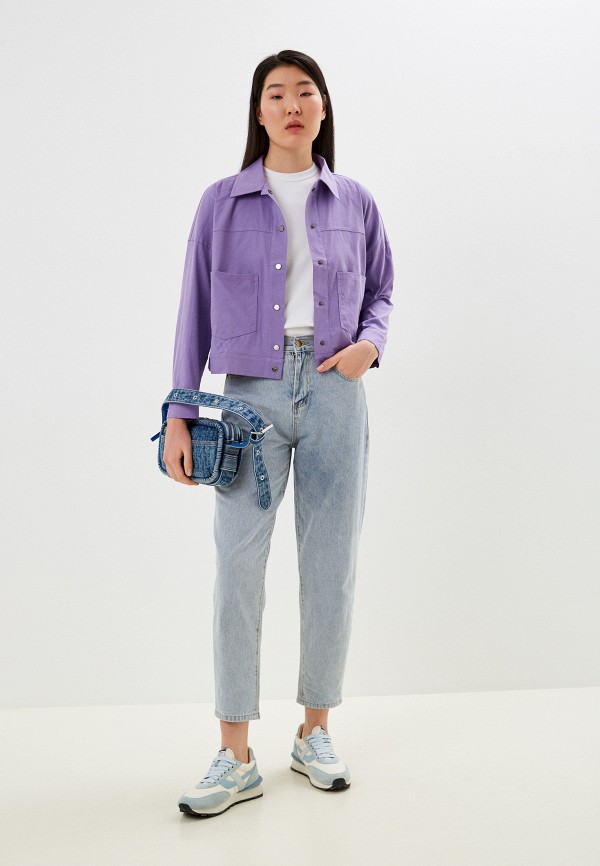 Куртка джинсовая Adele Fashion фиолетовый, размер 52, фото 2