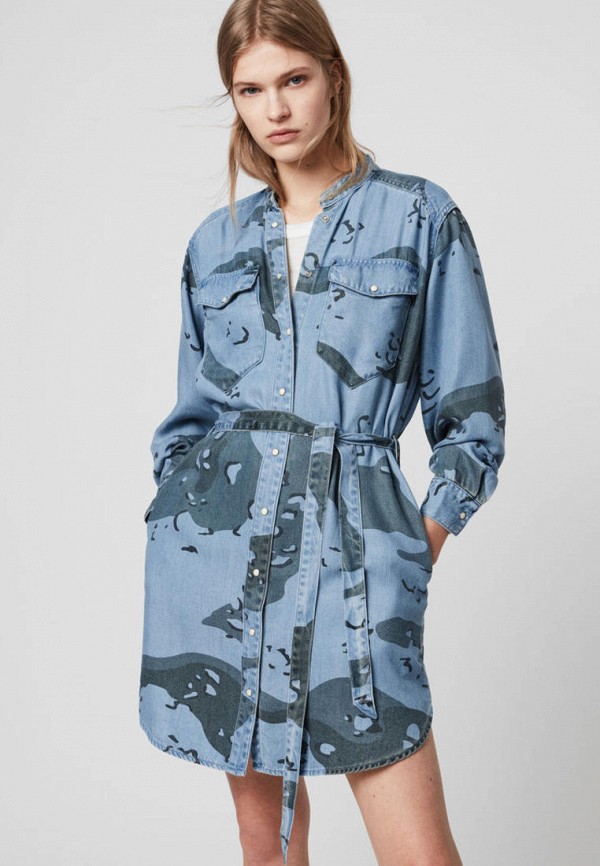 

Платье джинсовое AllSaints, Голубой, KAT CAMO