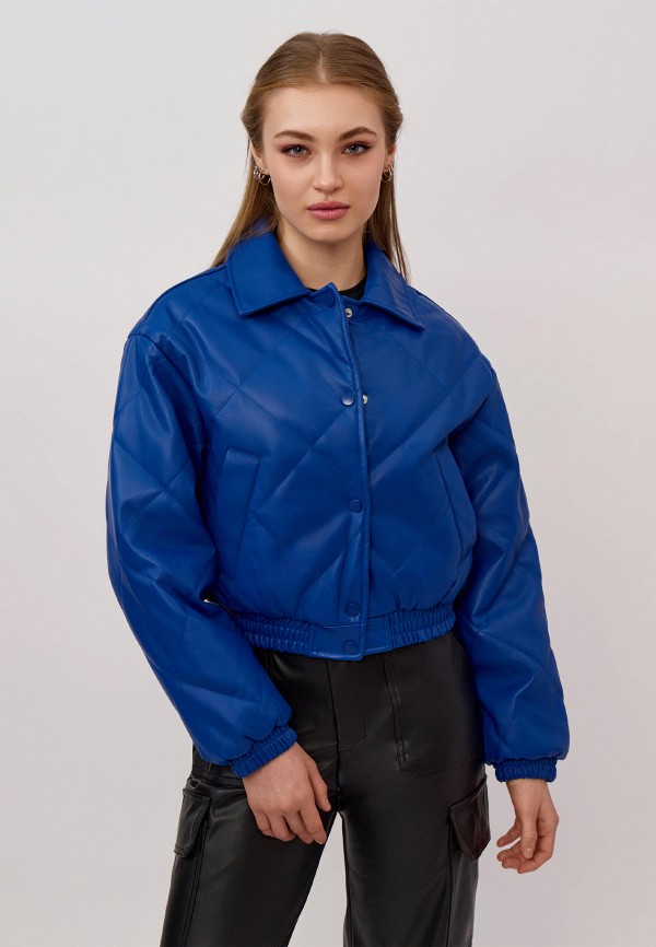 Куртка кожаная утепленная Modis цвет Синий 