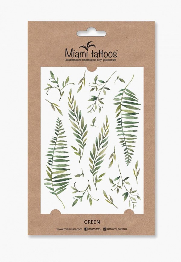 

Временные татуировки Miami Tattoos, Зеленый, Miami Tattoos MP002XW1I7PN