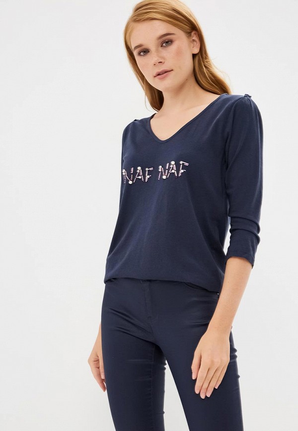 

Лонгслив Naf Naf, Naf Naf NA018EWBTZR0, Синий
