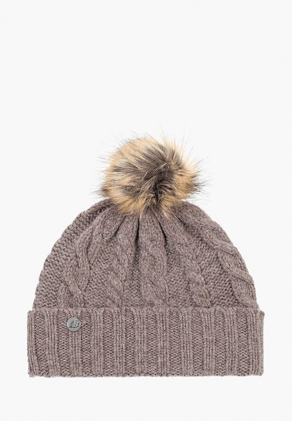 

Шапка New Balance, Women's Lux Knit Pom Beanie, Бежевый
