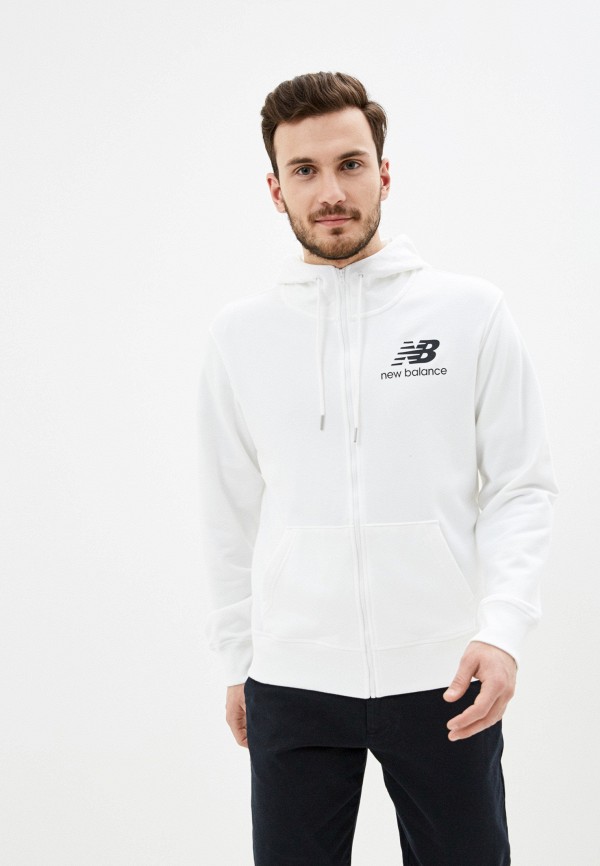 

Толстовка New Balance, Белый, ESSENTIALS STACKED FULL ZIP HOODIE