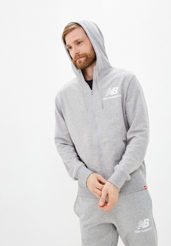 

Толстовка New Balance, Серый, ESSENTIALS STACKED FULL ZIP HOODIE