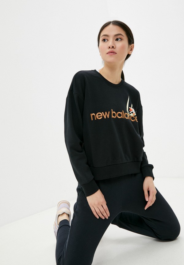 

Свитшот New Balance, Черный, NB Essentials Botanical Crew Fleece