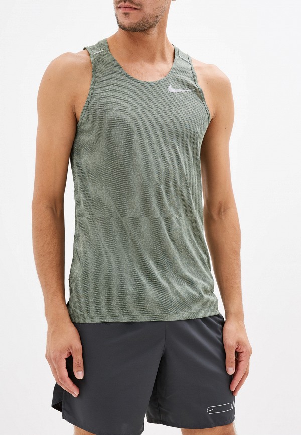 

Майка спортивная Nike, Хаки, DRI-FIT MILER MEN'S RUNNING TANK