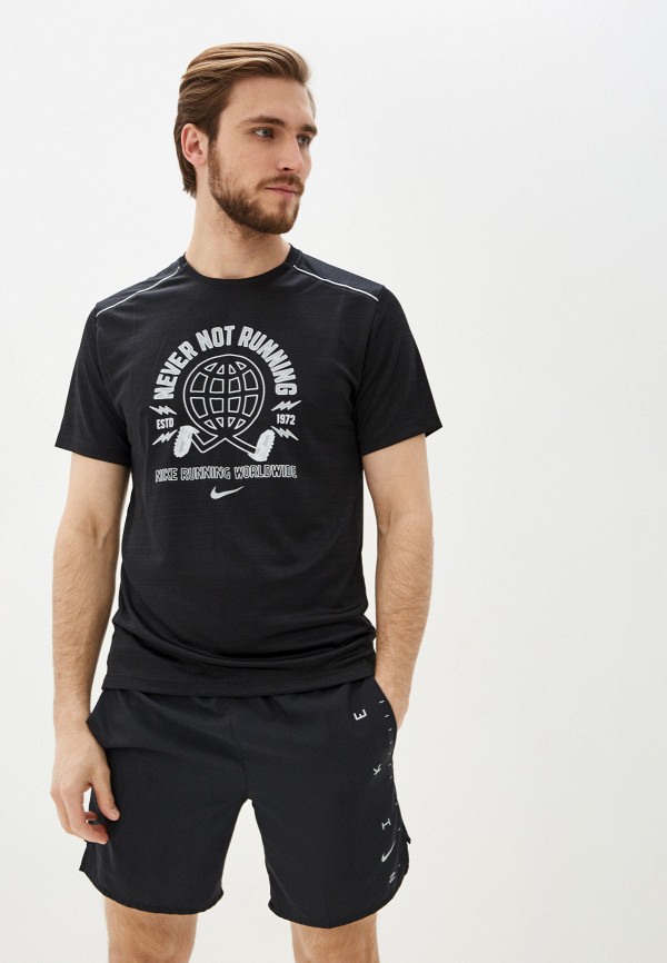 

Футболка спортивная Nike, Черный, M NK MILER SS WILD RUN GX PO
