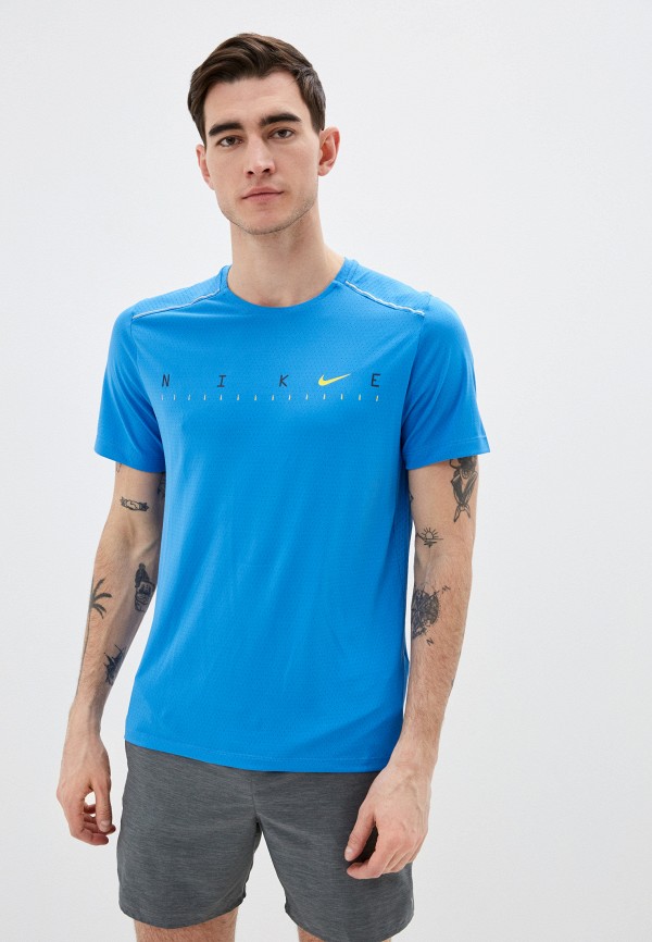 

Футболка спортивная Nike, Голубой, M NK DRY MILER SS TECH PO FF