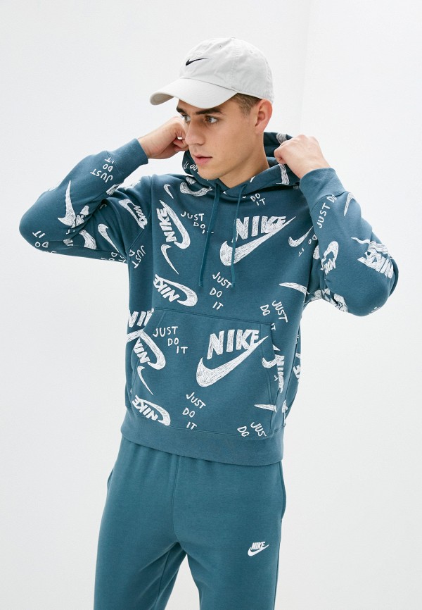 

Худи Nike, Бирюзовый, M NSW CLUB HOODIE PO BB AOP 1