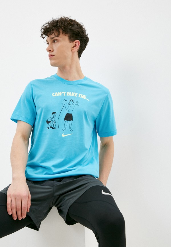 

Футболка спортивная Nike, Голубой, M NK DB TEE CANT FAKE IT