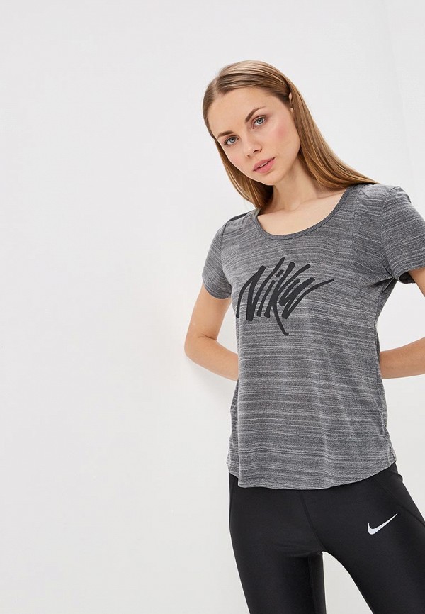 

Футболка спортивная Nike, WOMEN'S SHORT-SLEEVE RUNNING TOP, Серый