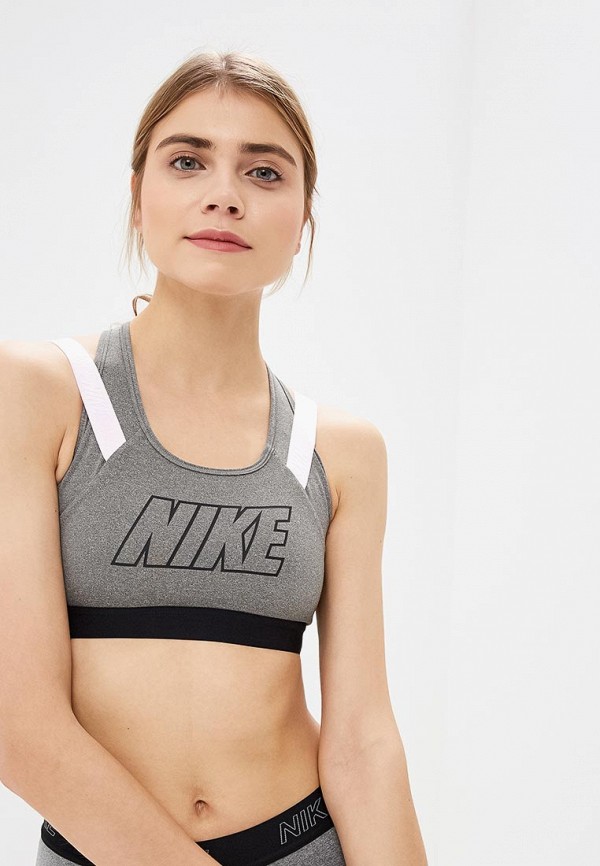 

Топ спортивный Nike, VICTORY COMPRESSION HBR WOMEN'S MEDIUM SUPPORT GRAPHIC SPORTS BRA, Серый