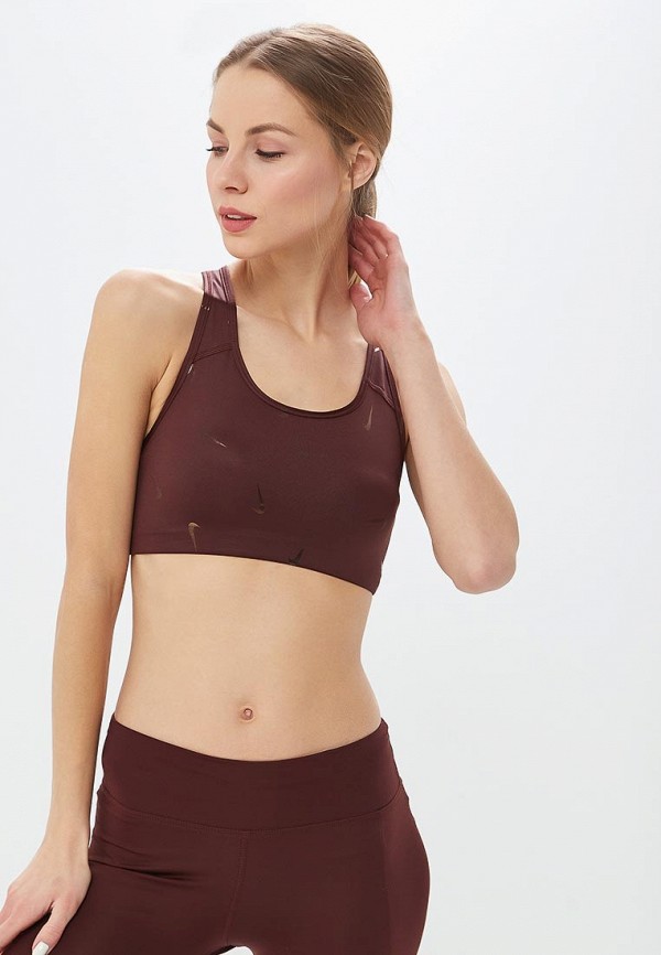 

Топ спортивный Nike, SWOOSH WOMEN'S MEDIUM SUPPORT PRINTED SPORTS BRA, Бордовый