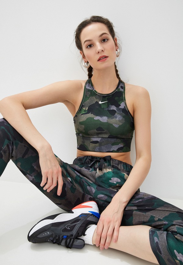 

Топ спортивный Nike, Хаки, Nike Women's Camo Medium Support Sports Bra