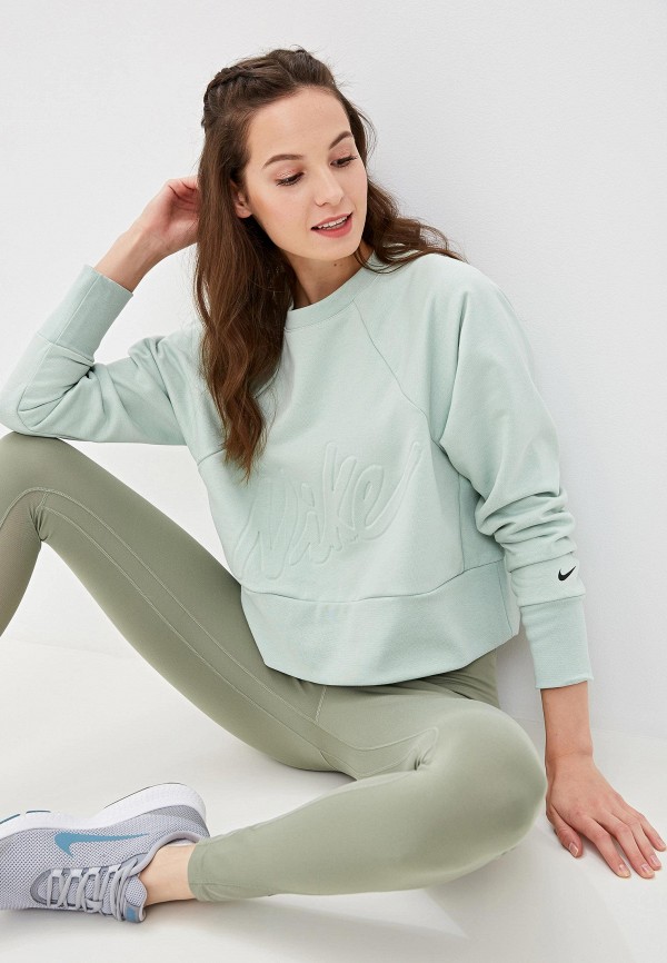 

Свитшот Nike, Зеленый, DRI-FIT GET FIT WOMEN'S FLEECE TRAINING TOP