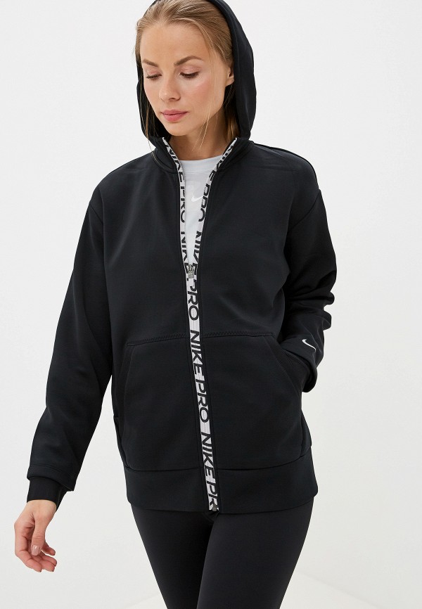 

Толстовка Nike, PRO WOMEN'S FULL-ZIP FLEECE HOODIE, Черный