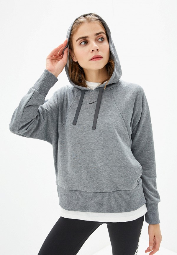 

Худи Nike, DRI-FIT GET FIT WOMEN'S FLEECE TRAINING HOODIE, Серый