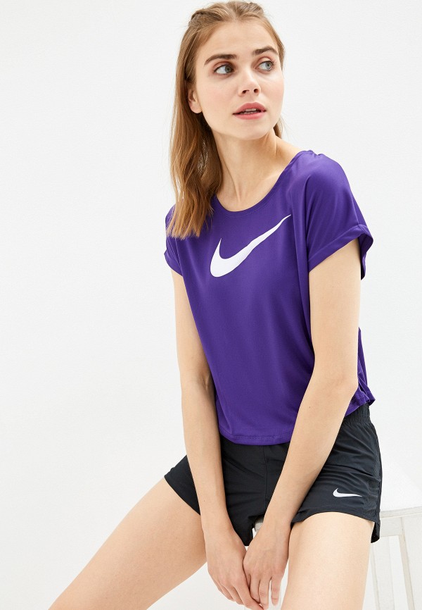 

Футболка спортивная Nike, Фиолетовый, SWOOSH WOMEN'S SHORT-SLEEVE RUNNING TOP