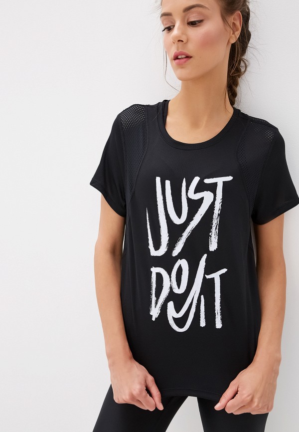 

Футболка спортивная Nike, Nike Women's Short-Sleeve Graphic Running Top, Черный