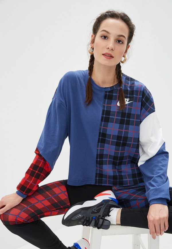 

Лонгслив Nike, W NSW TOP LS PLAID, Разноцветный