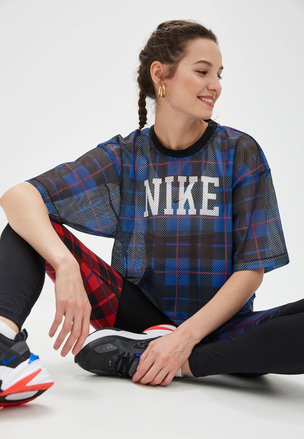 

Топ спортивный Nike, W NSW NSP TOP SS MESH AOP, Синий