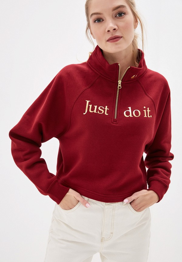 

Олимпийка Nike, Sportswear Women's Funnel-Neck 1/2-Zip Top, Бордовый