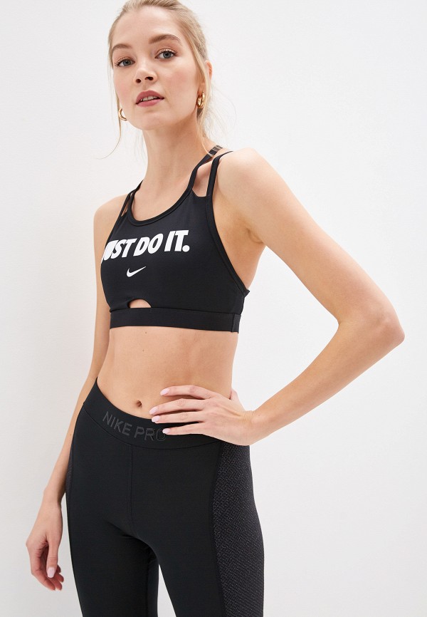 

Топ спортивный Nike, Черный, NIKE SWOOSH HBR STRAP BRA HO