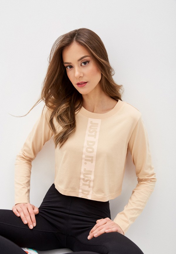 

Лонгслив Nike, Бежевый, W NSW TEE LS LUX 3 CROP
