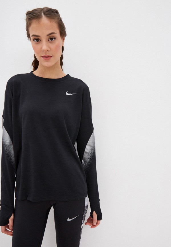 

Лонгслив спортивный Nike, Черный, W NK MIDLAYER RUNWAY