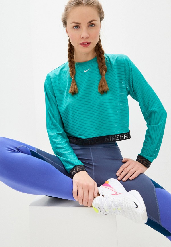 

Лонгслив спортивный Nike, Голубой, W NP CLN MESH LS TOP
