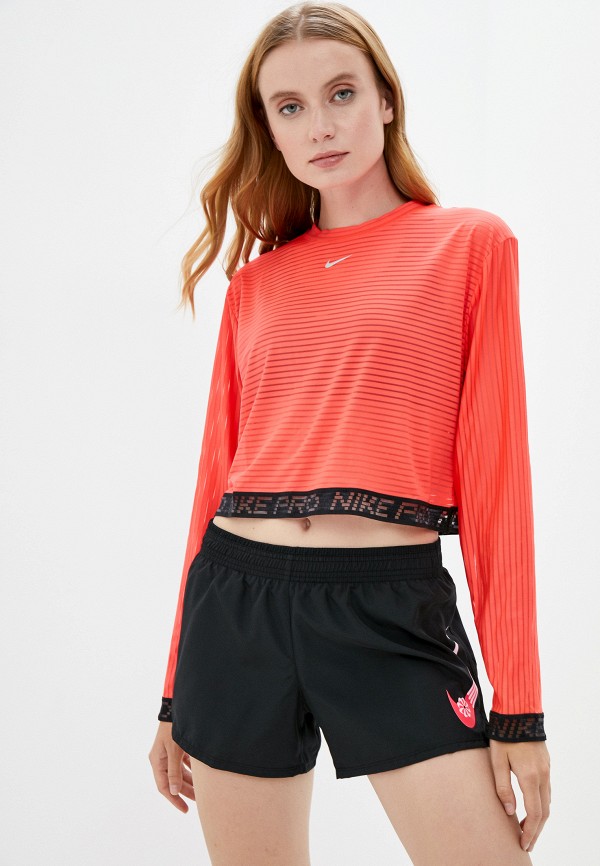 

Лонгслив спортивный Nike, Оранжевый, W NP CLN MESH LS TOP