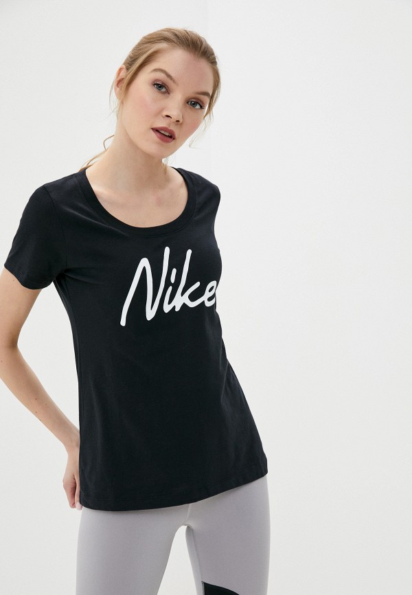 

Футболка спортивная Nike, Черный, W NK DFCT TEE SCOOP LOGO XDYE