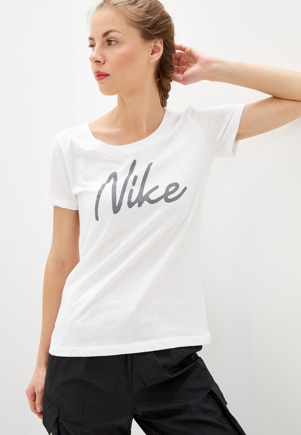 

Футболка спортивная Nike, Белый, W NK DFCT TEE SCOOP LOGO XDYE