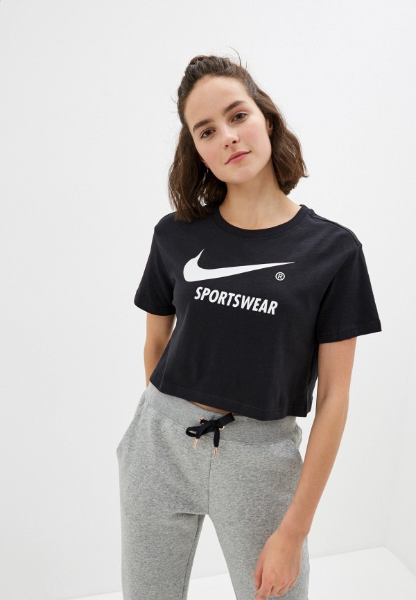 

Футболка Nike, Черный, W NSW TEE SWOOSH SW LOGO CROP