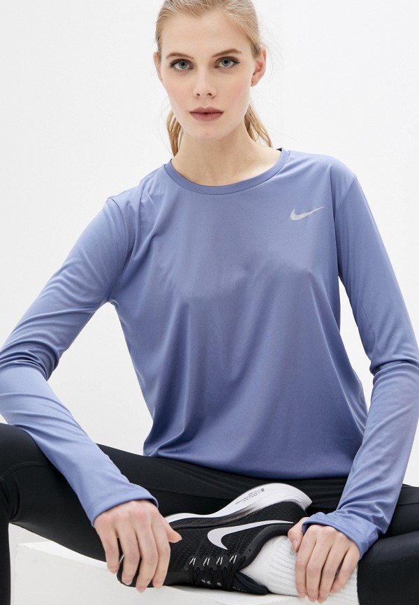 

Лонгслив спортивный Nike, Голубой, W NK MILER TOP LS
