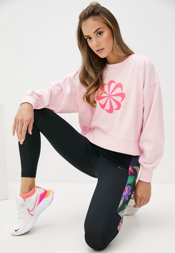 

Свитшот Nike, Розовый, W NK ICNCLSH DRY FLC PT TP GD