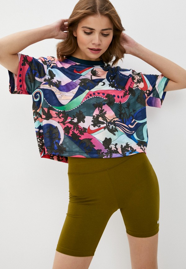 

Футболка спортивная Nike, Разноцветный, W NSW ICN CLSH TOP SS AOP