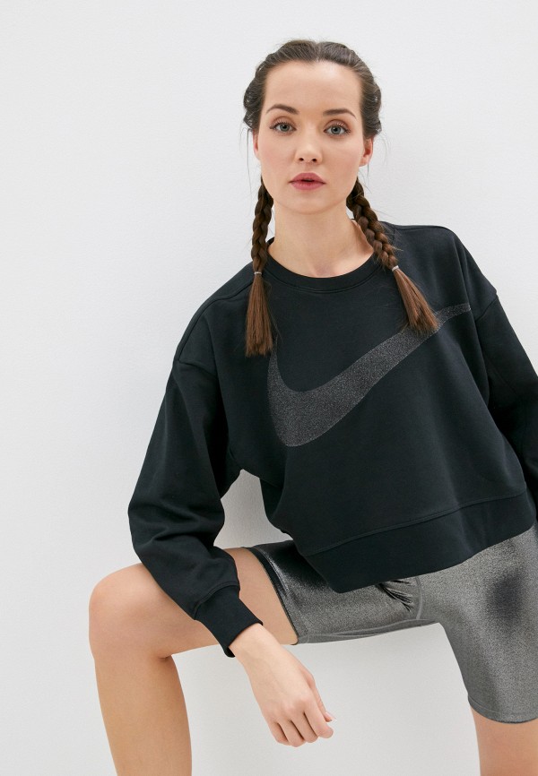 

Свитшот Nike, Черный, W NK DY GET FIT FC C PP1 SPRKL
