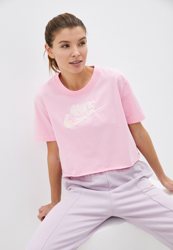

Футболка Nike, Розовый, W NSW TEE TD WASH 1 CROP