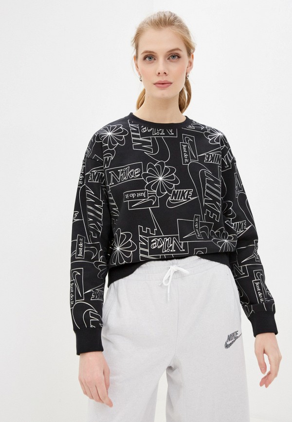 

Свитшот Nike, Черный, W NSW ICN CLSH FLC AOP TOP