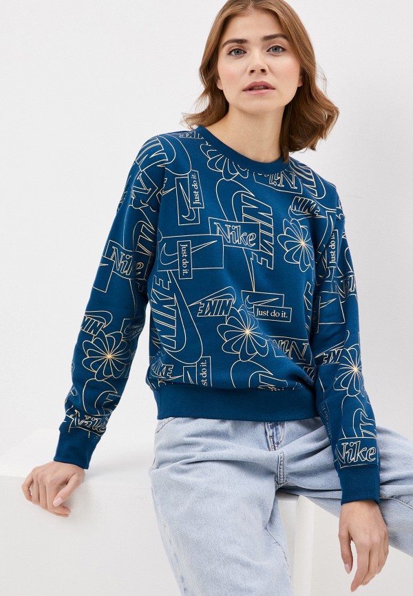 

Свитшот Nike, Синий, W NSW ICN CLSH FLC AOP TOP