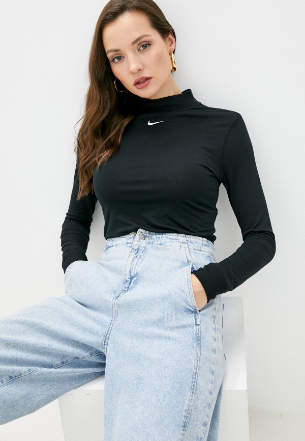 

Лонгслив Nike, Черный, W NSW TEE LS MOCK SLIM LBR