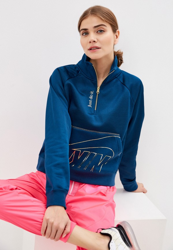 

Олимпийка Nike, Синий, W NSW ICN CLSH QZ FLC