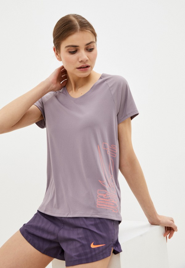

Футболка спортивная Nike, Фиолетовый, W NK ICON CLASH MILER TOP SS