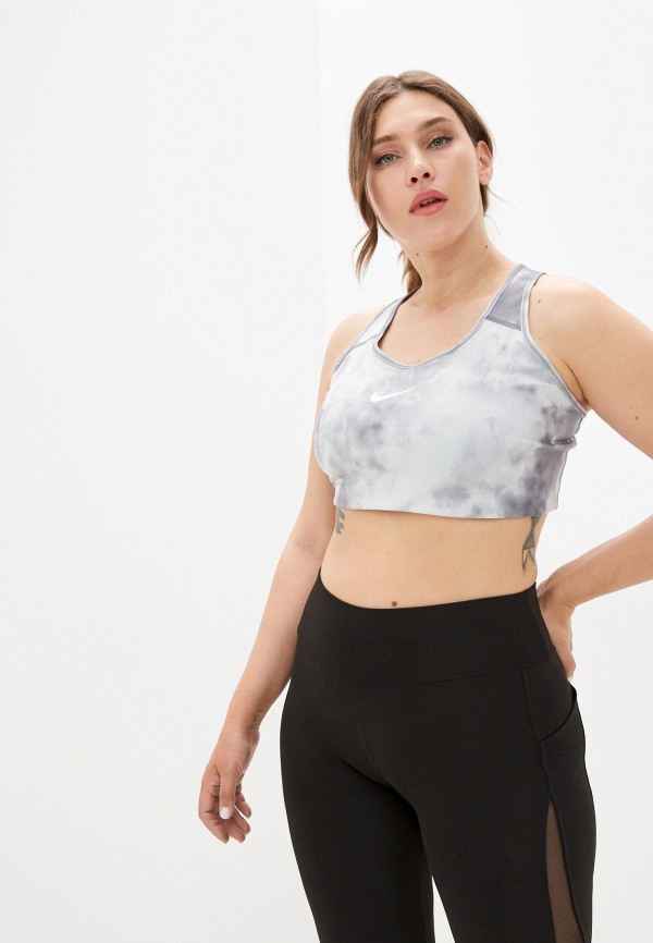 

Топ спортивный Nike, Серый, NIKE SWOOSH PLS SZ BRA IC CLSH