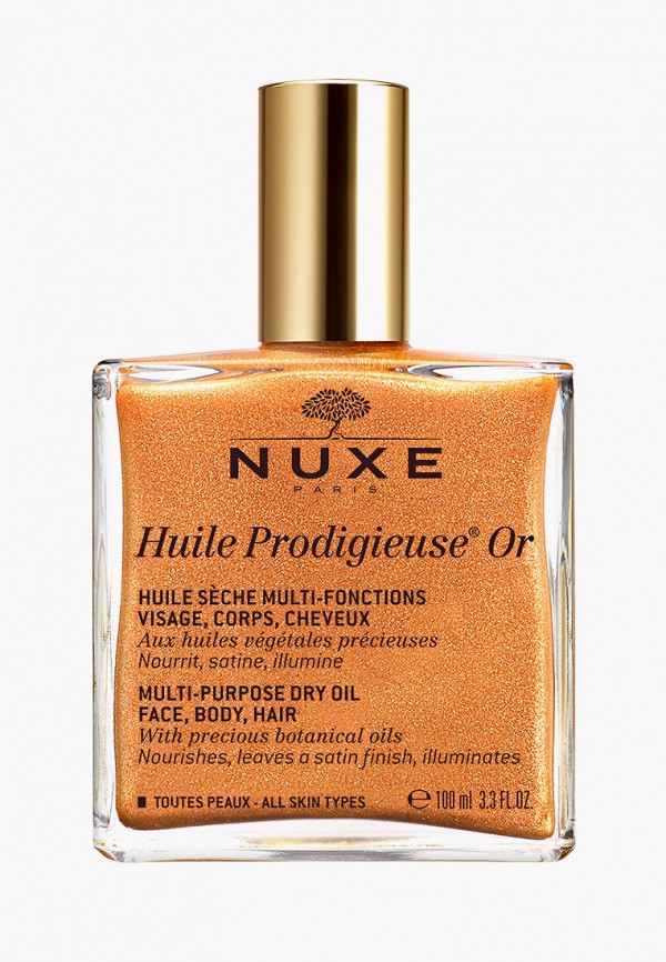 

Масло для лица Nuxe, Прозрачный, Мерцающее, для тела и волос, сухое HUILE PRODIGIEUSE OR, 100 мл