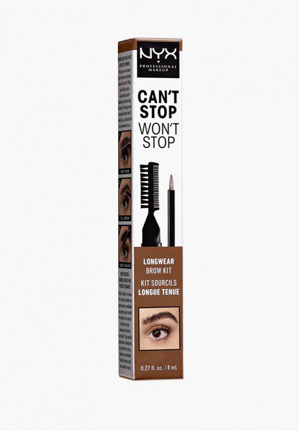 

Тинт для бровей Nyx Professional Makeup, Коричневый, Can't Stop Won't Stop Longwear Brow Ink Kit, оттенок 03, Auburn, 8 мл